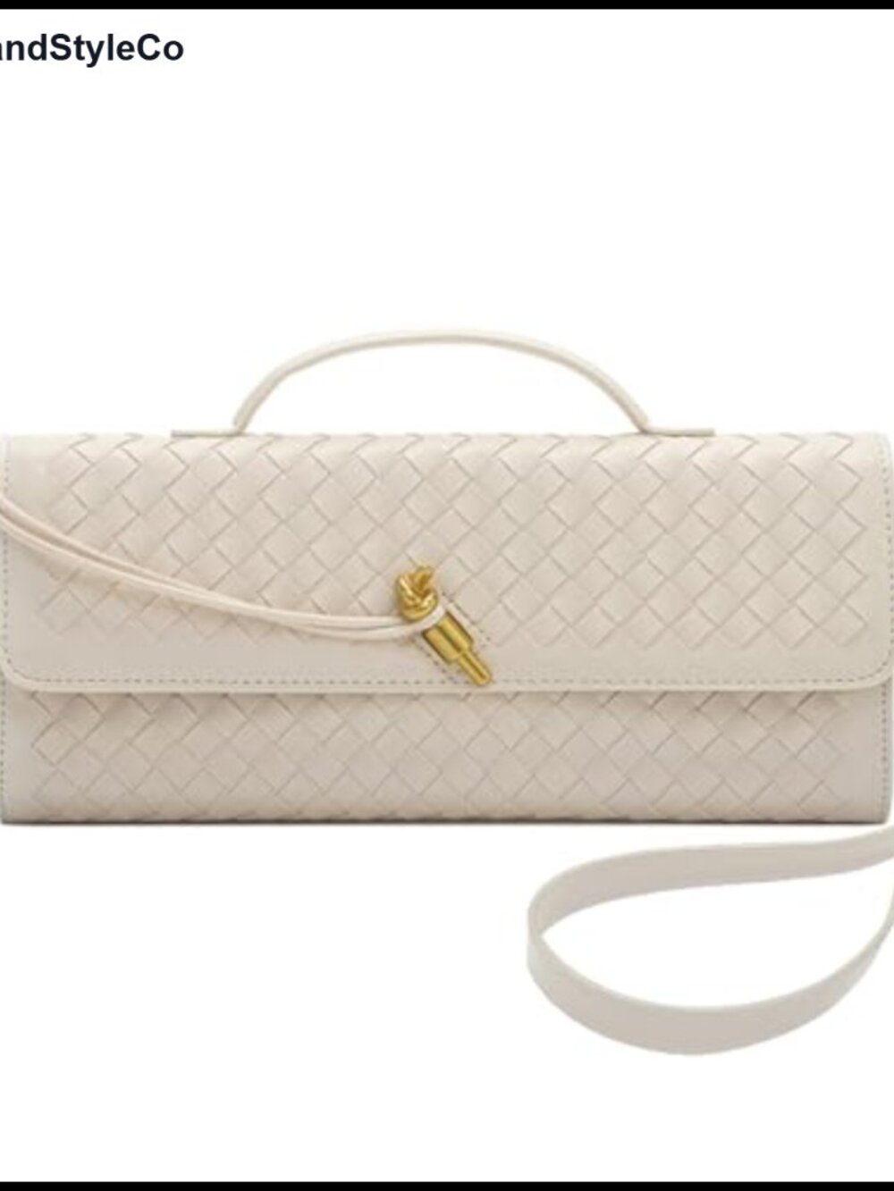PU Leather Woven Clutch Evening Bag Convertible Shoulder Purse